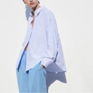 NEW Theory Oversized Cotton Poplin Blouse Medium